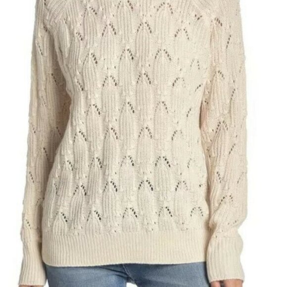 Elodie Womens Heather Ivory Knitted Pintelle‎ Sweat - Picture 1 of 7